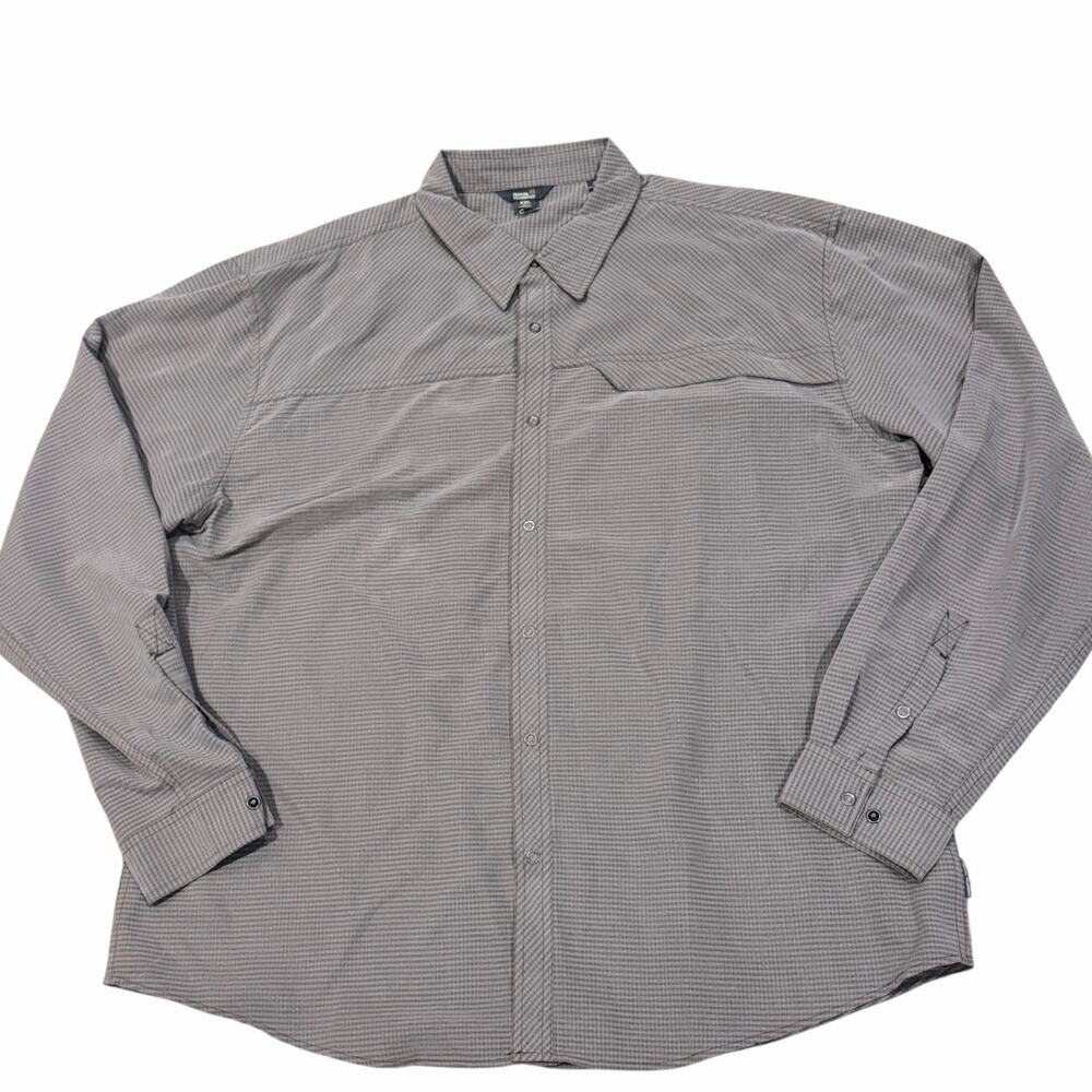 Royal Robbins Shirt Men XXL Gray Check Long Sleeve Snap Front Relaxed Fit Modal